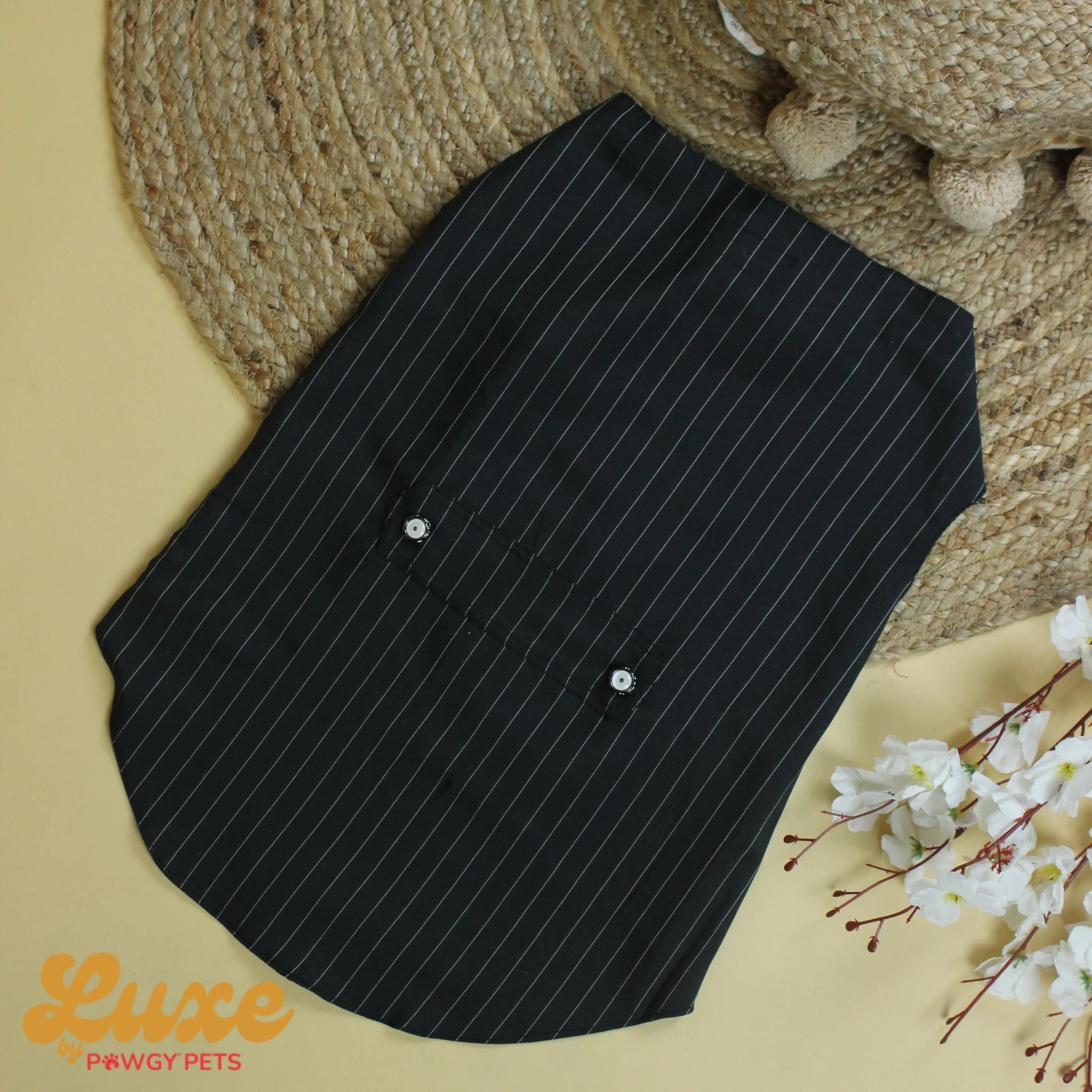 Luxe by Pawgy Pets Black Stripe Bowtie Tuxedo - Image 3
